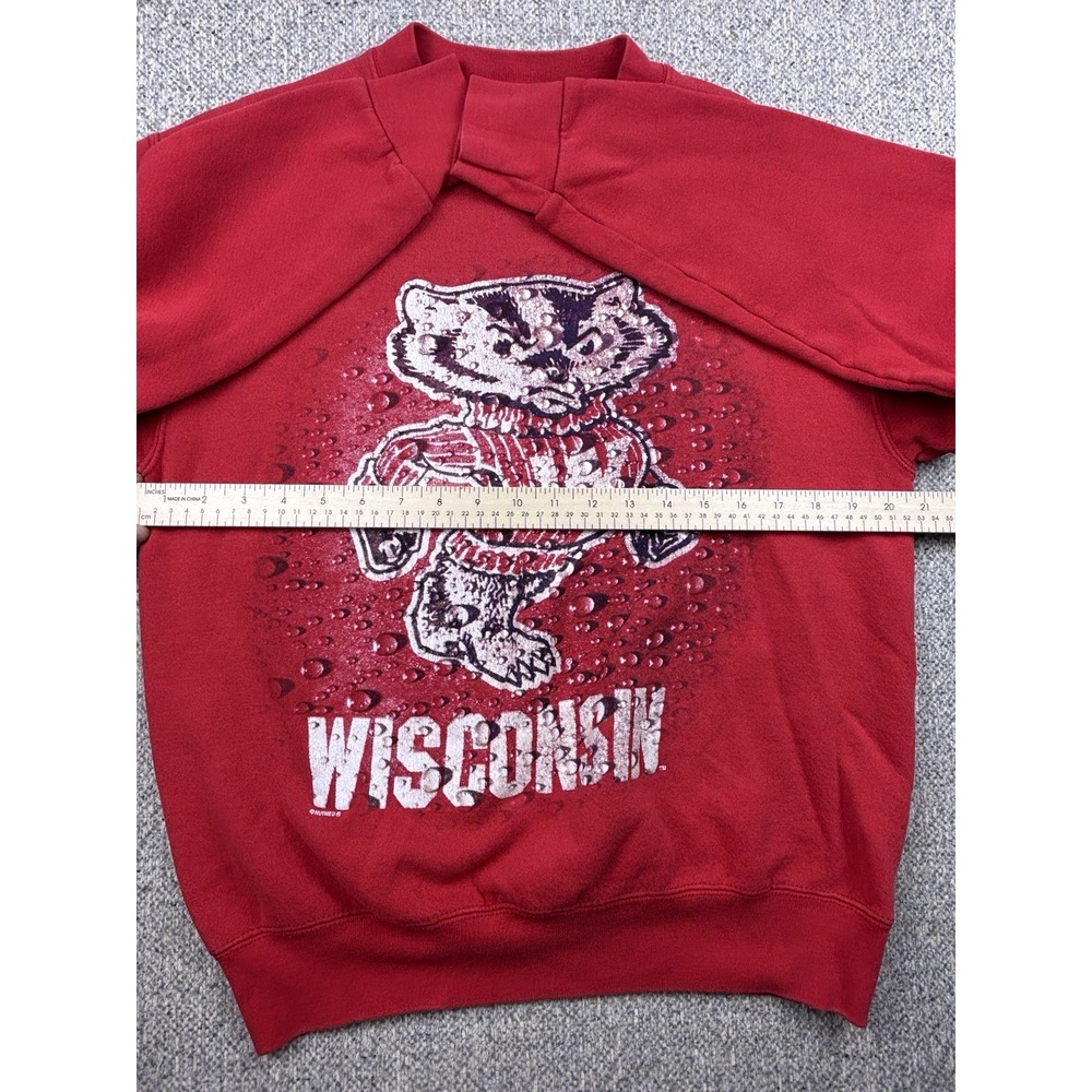 Vintage Wisconsin Badgers Lee Sport Crewneck Sweatshirt Made USA Red M - Picture 6 of 7